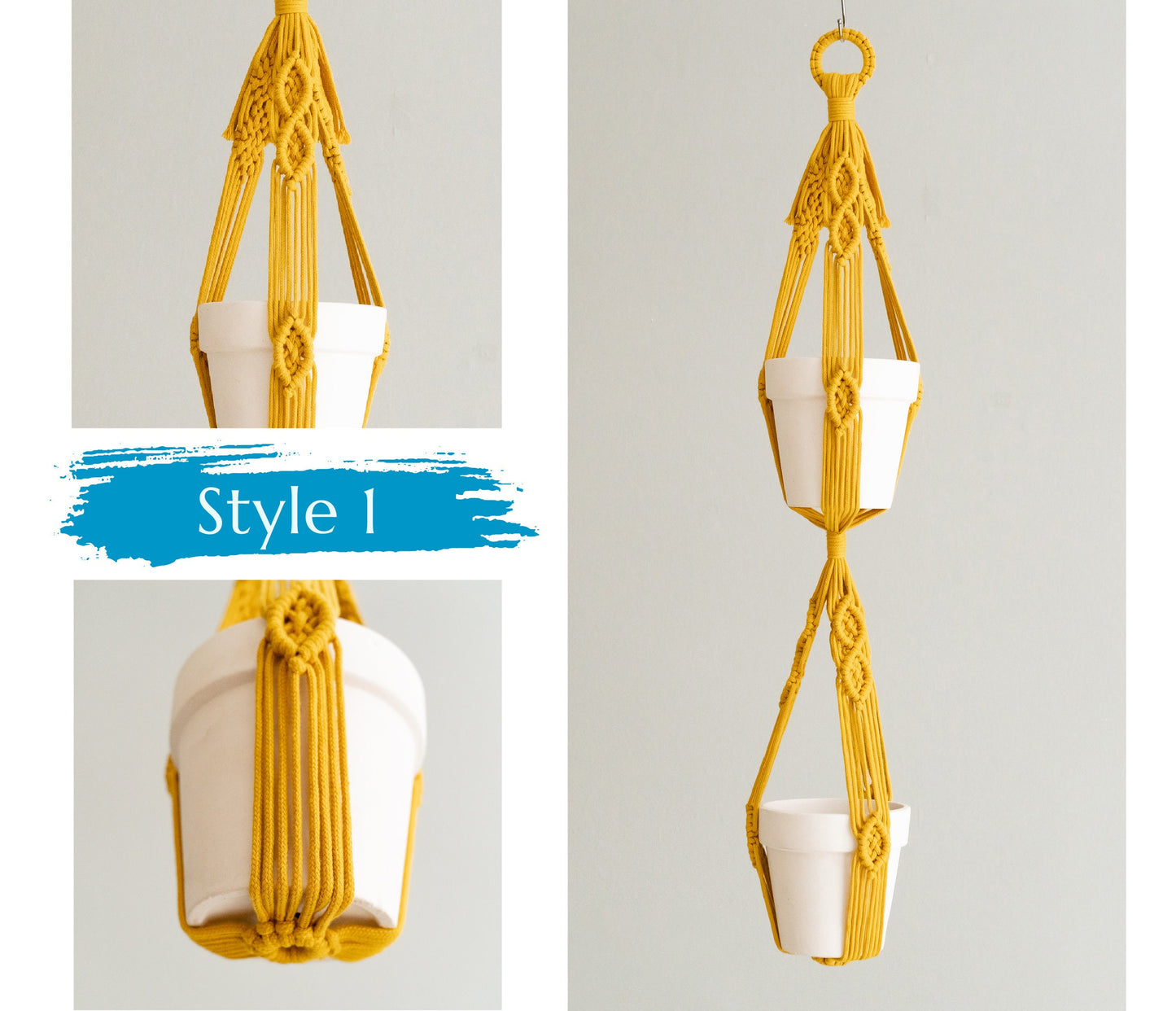 Double Plant Hanger, Garden Gift, Hanging Pot Holder, Tassel Free Plant Hanger, Two Tiers Plant Holder, Plant Hanger Indoor, Pot Holder I73