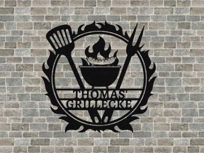 Personalized Metal Barbecue Wall Sign, Custom Grill Sign,Barbecue Sign for Outdoor, Barbecue Wall Art Decor, Large BBQ Sign, Custom Gift