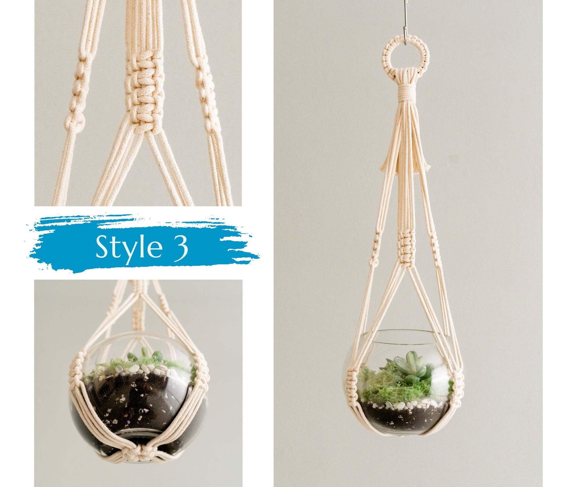 Macrame Plant Hanger, Hanging Terrarium, Hanging Plant Hanger, Indoor Garden Decor, Terrarium Holder, Pot Holder, Ceiling Planter I70
