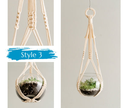 Macrame Plant Hanger, Hanging Terrarium, Hanging Plant Hanger, Indoor Garden Decor, Terrarium Holder, Pot Holder, Ceiling Planter I70