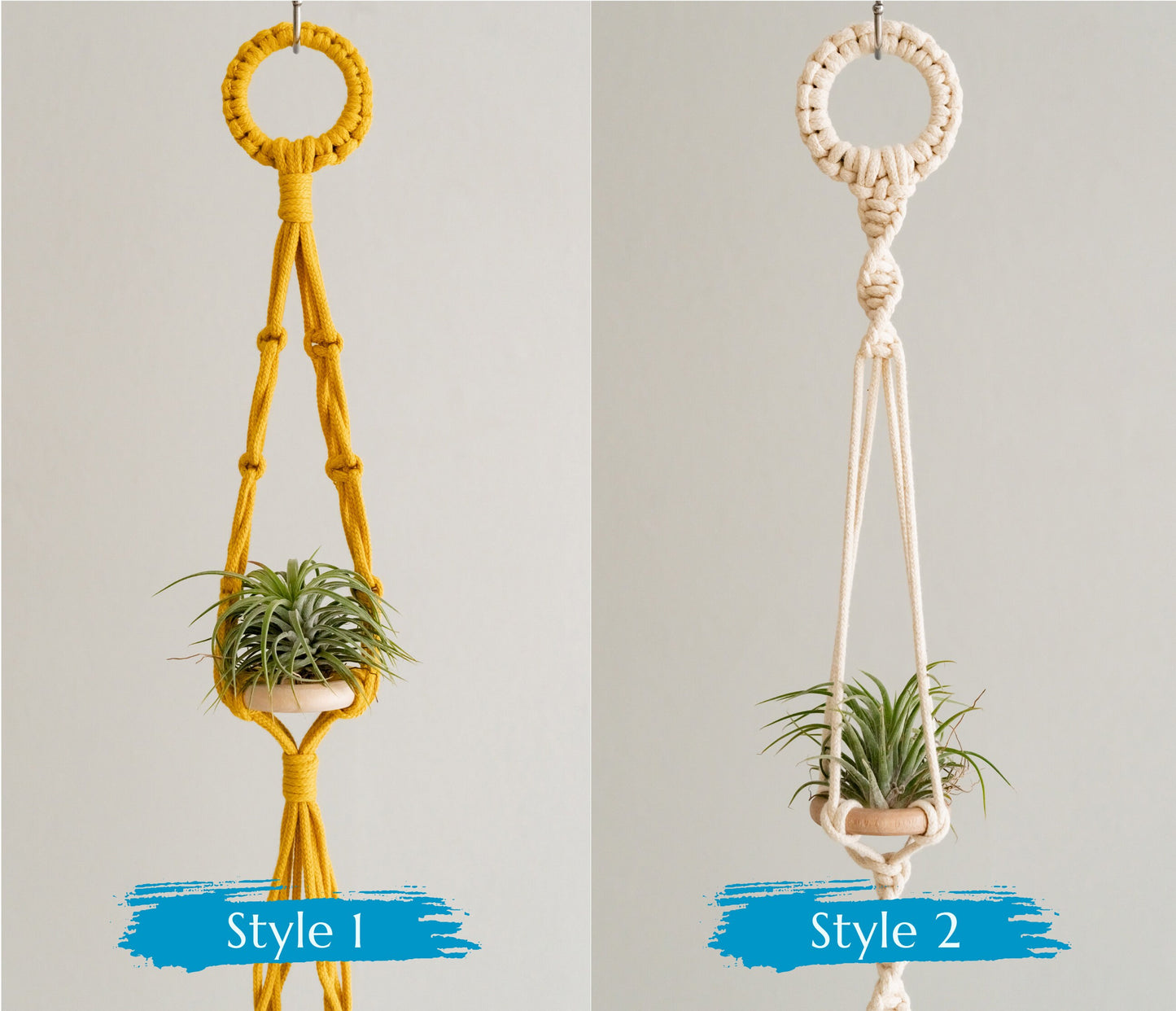 Boho Airplant Holder, 3 Tiers Plants Hanger, Mini Pot Holder, Macrame Airplant Hanger, Triple Plants Hanger, Plant Holder Outdoor I79