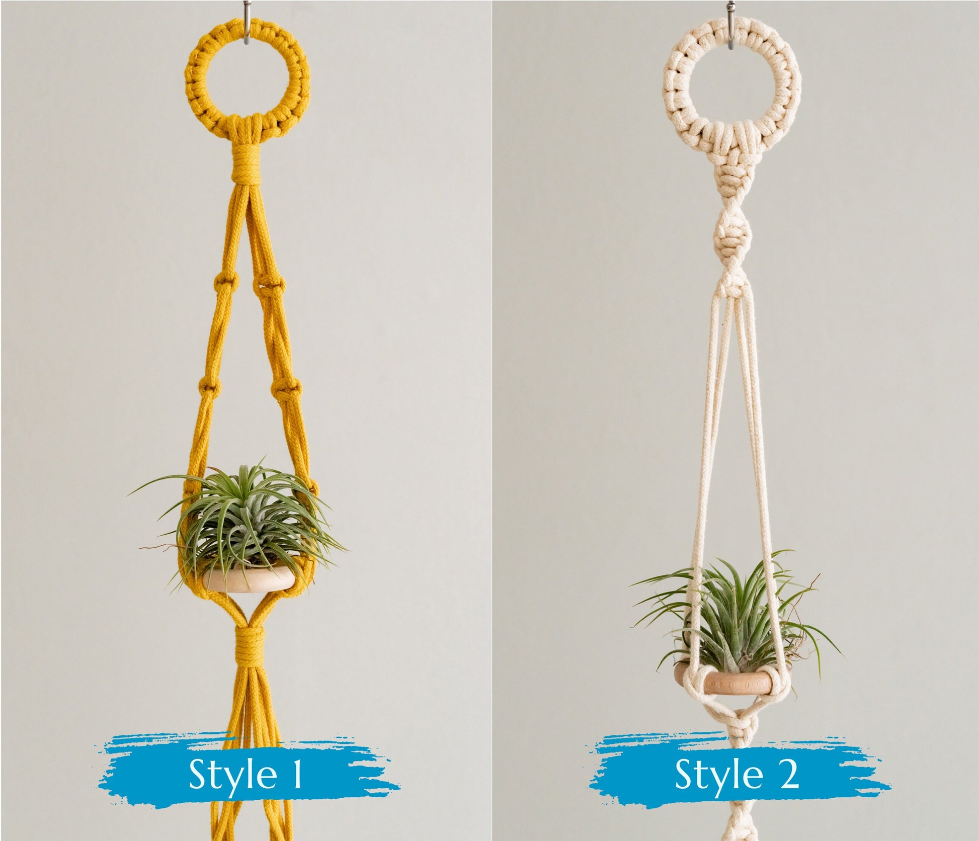Boho Airplant Holder, 3 Tiers Plants Hanger, Mini Pot Holder, Macrame Airplant Hanger, Triple Plants Hanger, Plant Holder Outdoor I79