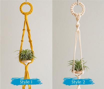 Boho Airplant Holder, 3 Tiers Plants Hanger, Mini Pot Holder, Macrame Airplant Hanger, Triple Plants Hanger, Plant Holder Outdoor I79