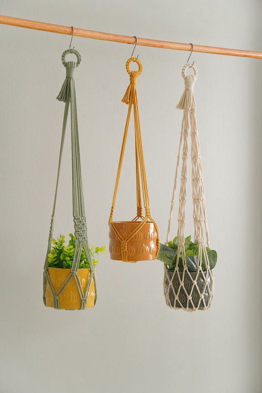 Plant Hanger Indoor, Large Pot Holder, No Fringe Plant Hanging, Pothos Plant Hanger, Herb Garden Pot Hanging, String Plant Holder I15