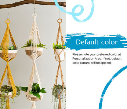 Triple Plant Holder, Tassel Pot Hanger,  Pot Holder, Three Tiers Plant Hanger, 2 Tier Planter, Outdoor Plant Hanger, Plant Pot Hanger I72