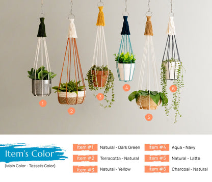 Plant Hanger Macrame, Gift For Gardener, Indoor Plant Holder, Tassel Free Plant Hanger, Macrame Pot Stand, Fiber Home Decor I64
