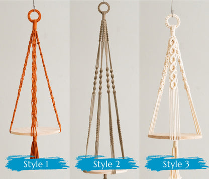 Macrame Plant Holder, Hanging Plant Shelf, Wooden Plant Hanger, Plant Hanger Macrame, Macrame Shelf, Ceiling Plant Holder S21