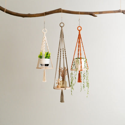 Macrame Plant Holder, Hanging Plant Shelf, Wooden Plant Hanger, Plant Hanger Macrame, Macrame Shelf, Ceiling Plant Holder S21