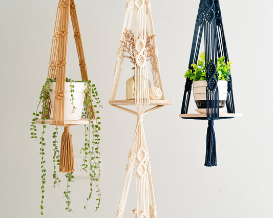 Double Wooden Plant Shelf - Elevate Your Greenery with Boho Style S23
