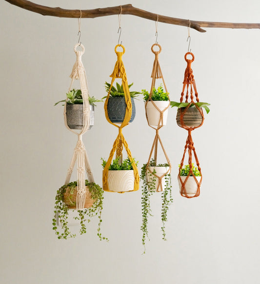 Double Plant Hanger, Garden Gift, Hanging Pot Holder, Tassel Free Plant Hanger, Two Tiers Plant Holder, Plant Hanger Indoor, Pot Holder I73