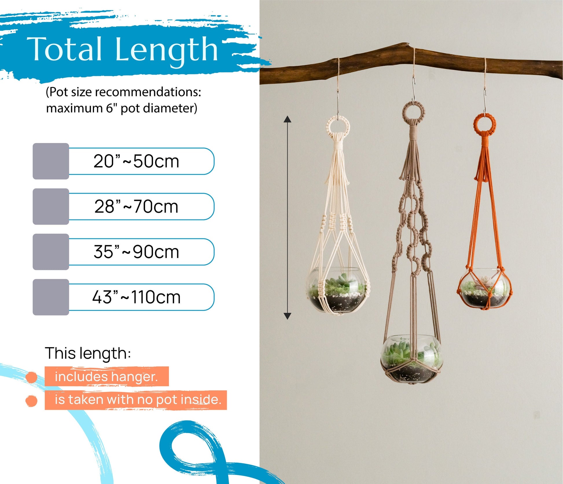 Macrame Plant Hanger, Hanging Terrarium, Hanging Plant Hanger, Indoor Garden Decor, Terrarium Holder, Pot Holder, Ceiling Planter I70