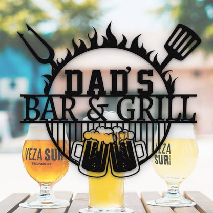 Personalized Metal Bar Sign, Custom Bar Sign Metal Wall Art, Home Pub Shed Man Cave Wall Decor,Bar and Grill Sign,Gift For Him Dad