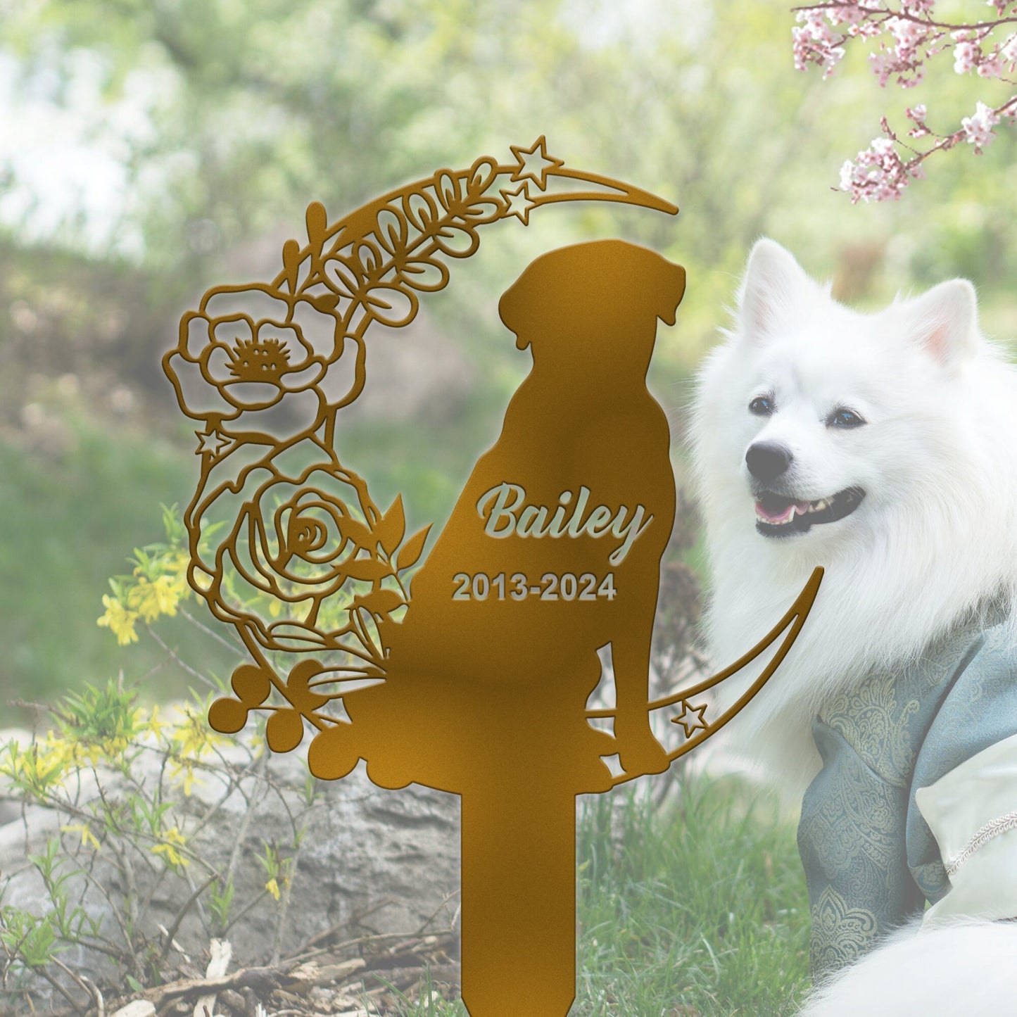 Personalized Dog Memorial Stake, Custom Dog Flowers Grave Marker, Metal Dog Sign for Garden, Pet Loss Gift, Dog Burial Stake, Garden Decor
