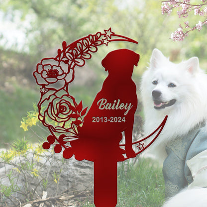 Personalized Dog Memorial Stake, Custom Dog Flowers Grave Marker, Metal Dog Sign for Garden, Pet Loss Gift, Dog Burial Stake, Garden Decor