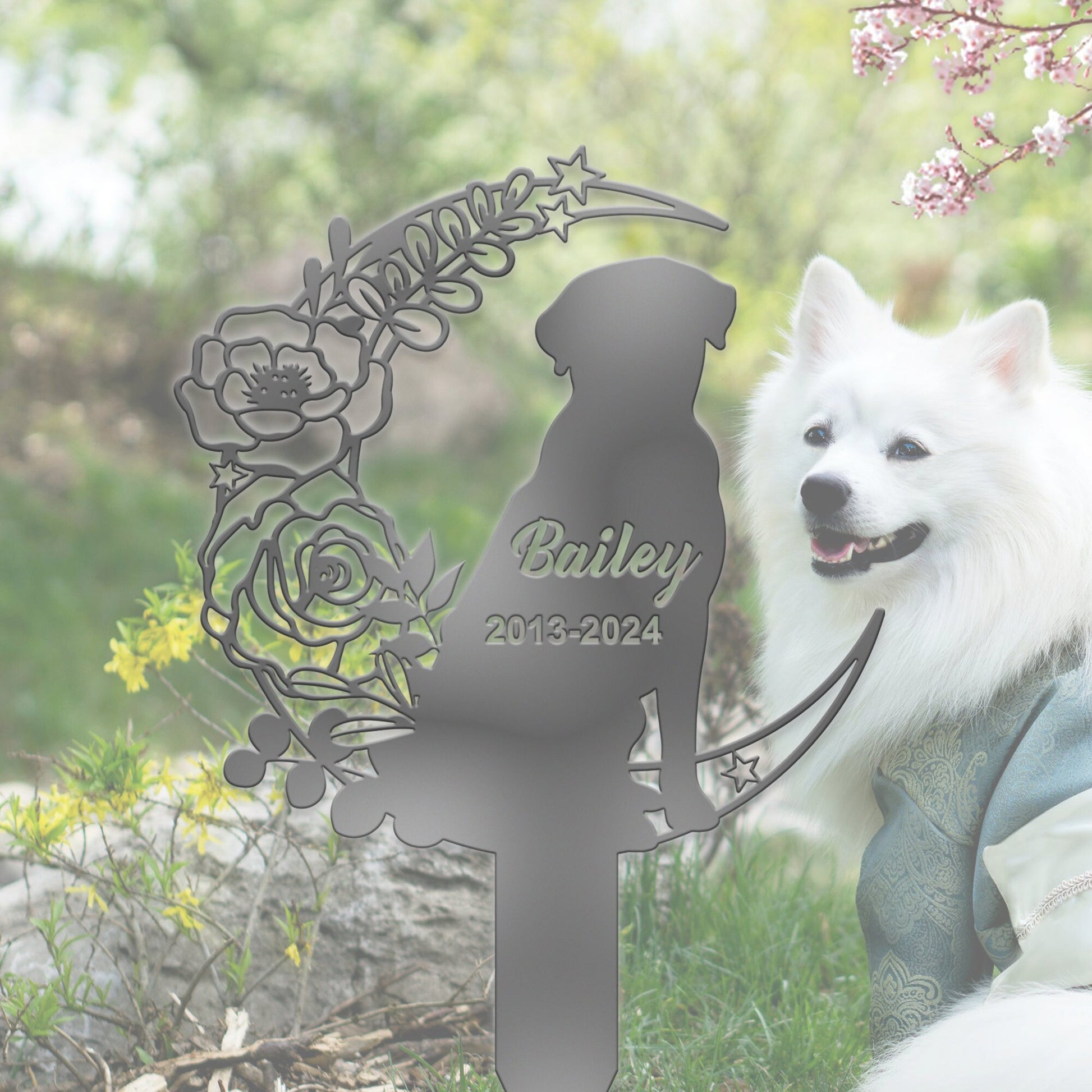 Personalized Dog Memorial Stake, Custom Dog Flowers Grave Marker, Metal Dog Sign for Garden, Pet Loss Gift, Dog Burial Stake, Garden Decor