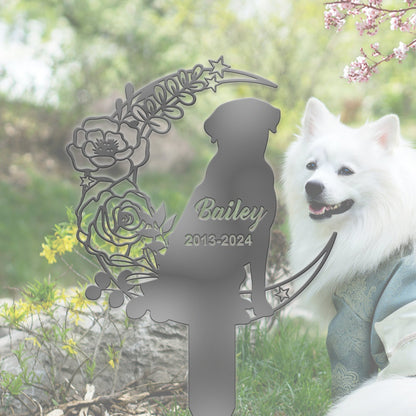 Personalized Dog Memorial Stake, Custom Dog Flowers Grave Marker, Metal Dog Sign for Garden, Pet Loss Gift, Dog Burial Stake, Garden Decor