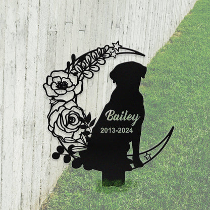 Personalized Dog Memorial Stake, Custom Dog Flowers Grave Marker, Metal Dog Sign for Garden, Pet Loss Gift, Dog Burial Stake, Garden Decor