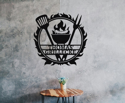 Personalized Metal Barbecue Wall Sign, Custom Grill Sign,Barbecue Sign for Outdoor, Barbecue Wall Art Decor, Large BBQ Sign, Custom Gift