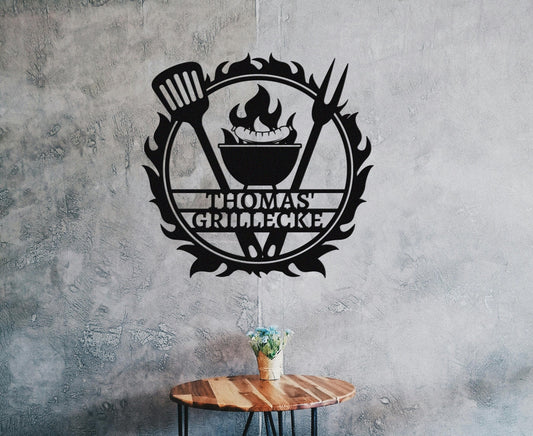 Personalized Metal Barbecue Wall Sign, Custom Grill Sign,Barbecue Sign for Outdoor, Barbecue Wall Art Decor, Large BBQ Sign, Custom Gift