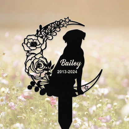 Personalized Dog Memorial Stake, Custom Dog Flowers Grave Marker, Metal Dog Sign for Garden, Pet Loss Gift, Dog Burial Stake, Garden Decor