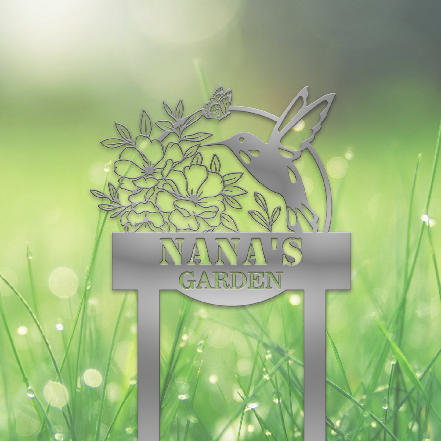 Personalized Metal Garden Decor, Garden Sign with Bird Flower, Bird with Stakes Garden Sign, Metal Yard Decor, Home Gift