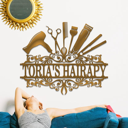 Custom Hair Stylist Name Sign, Personalized Hair Dresser Metal Sign, Hair Salon Wall Art, Hair Stylist Gifts, Gift For Hair Stylist