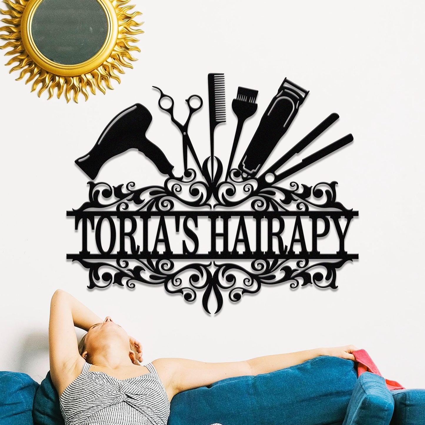 Custom Hair Stylist Name Sign, Personalized Hair Dresser Metal Sign, Hair Salon Wall Art, Hair Stylist Gifts, Gift For Hair Stylist