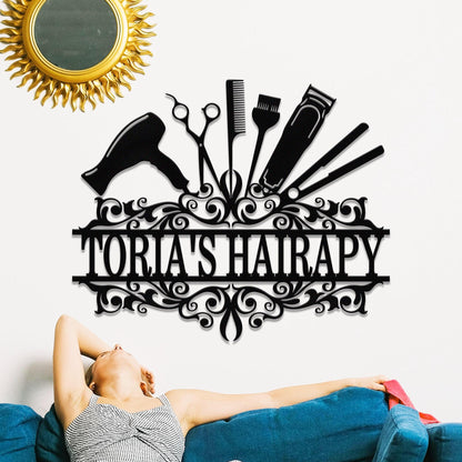 Custom Hair Stylist Name Sign, Personalized Hair Dresser Metal Sign, Hair Salon Wall Art, Hair Stylist Gifts, Gift For Hair Stylist