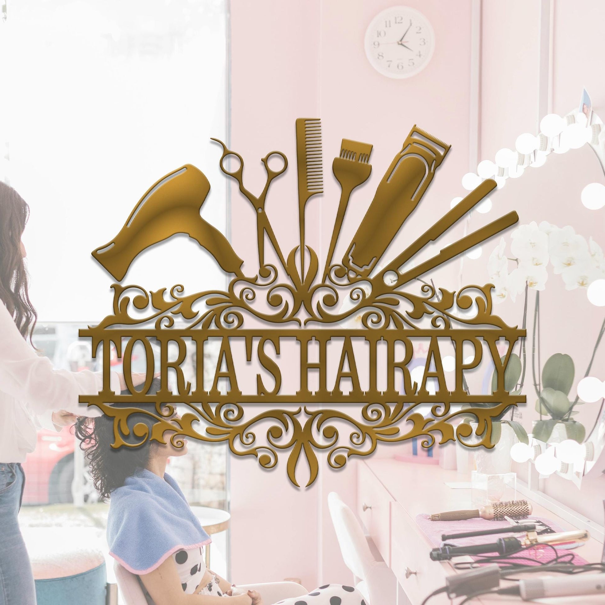 Custom Hair Stylist Name Sign, Personalized Hair Dresser Metal Sign, Hair Salon Wall Art, Hair Stylist Gifts, Gift For Hair Stylist