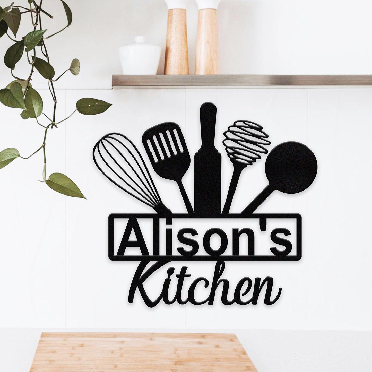 Personalized Kitchen Name Sign, Custom Kitchen Metal Sign with Name, Family Kitchen Sign, Dining Room Decor,Cooking Gift,Gift for Mom