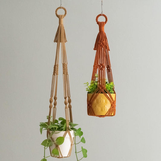 No Fringe Plant Hanger, Garden Lover's Gift, Planter Hanging, Plant Holder Outdoor, Gift For Gardener, Tassel Free Macrame, Garden Gift H70