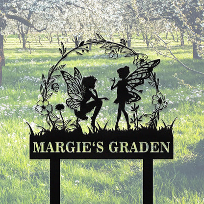 Personalized Fairy Garden Stake, Custom Fairy Metal Garden Sign,Metal Fairy Garden Art,Outdoor Garden Yard Decor,Gardener Gift,Lawn Signs