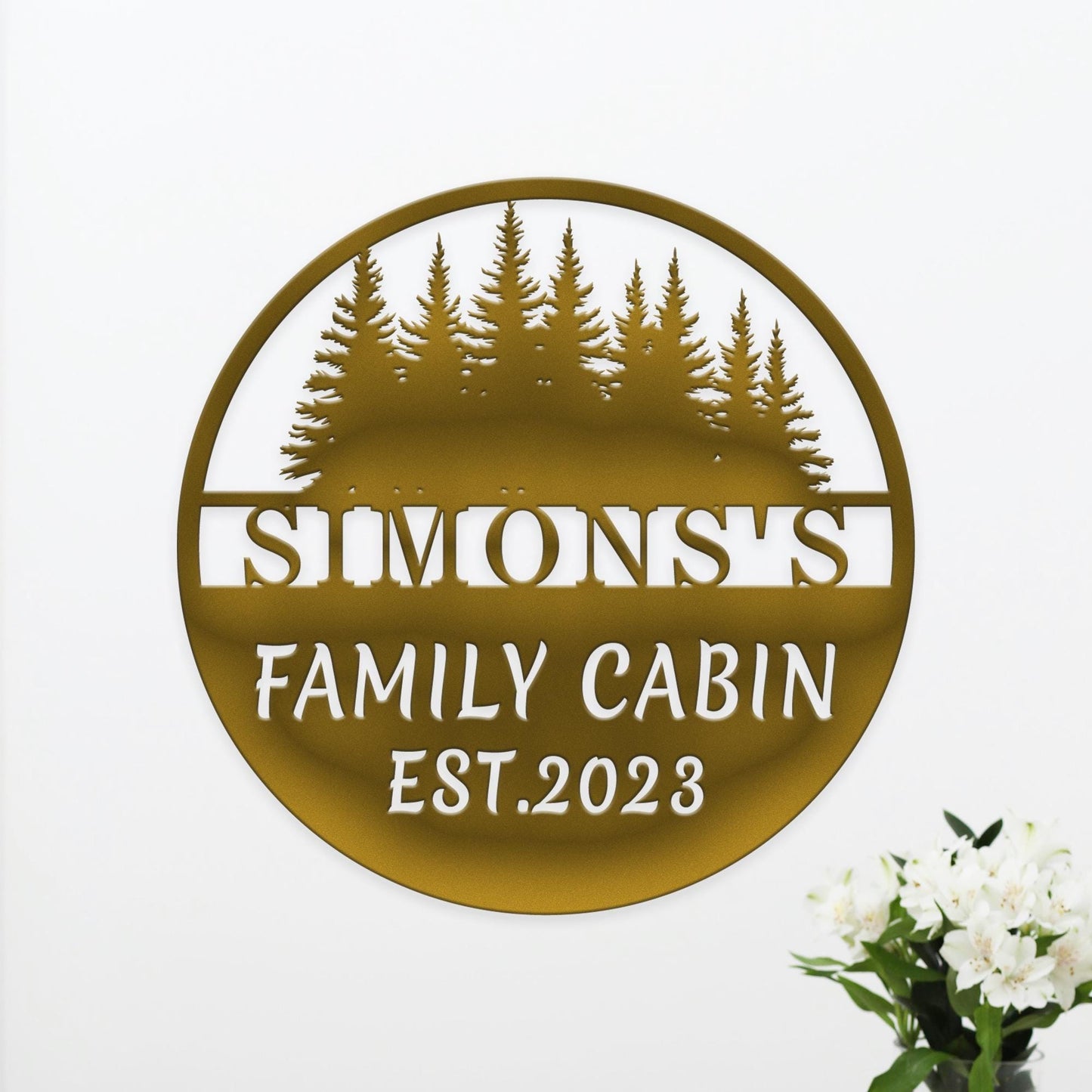 Personalized Metal Cabin Name Sign, Custom Pine Tree Metal Sign, Mountain House Sign, Family Name Sign, Cabin Wall Art Decor, Farmhouse Gift