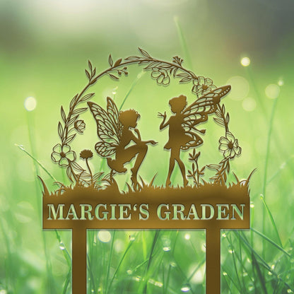 Personalized Fairy Garden Stake, Custom Fairy Metal Garden Sign,Metal Fairy Garden Art,Outdoor Garden Yard Decor,Gardener Gift,Lawn Signs