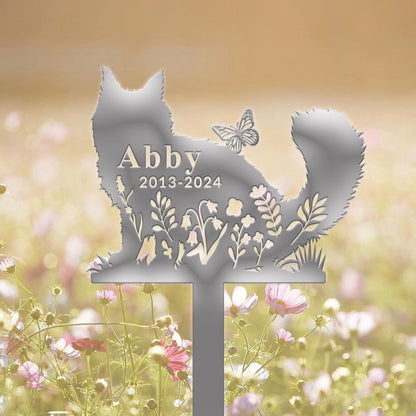 Personalized Cat Name Stake with Flowers,Custom Cat Memorial Stake,Cat Cemetery Stake,Cat Sign for Garden,Cat Loss Gift,Cat Garden Decor
