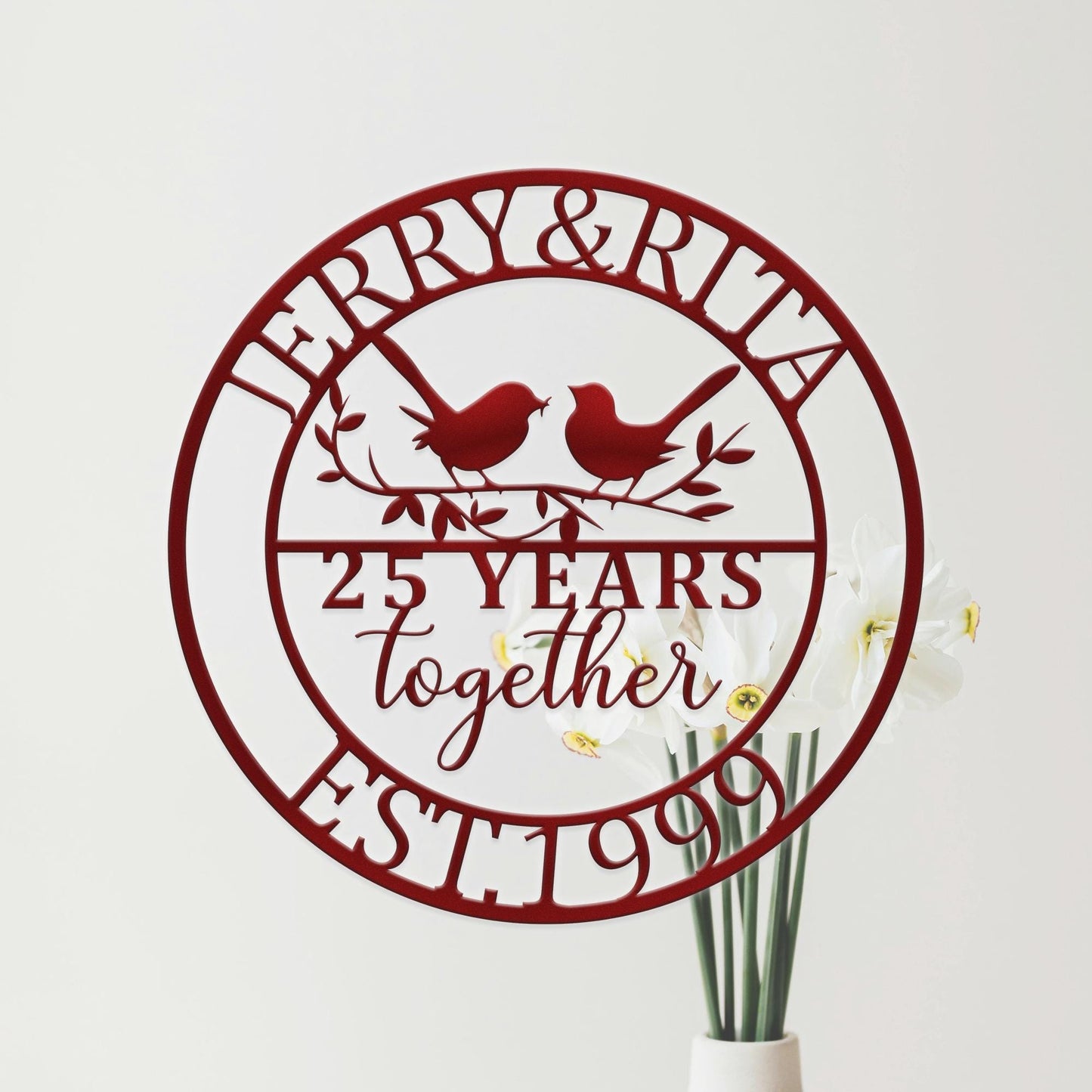 Personalized 30th Wedding Anniversary Lovebirds Metal Wall Art, Custom Wedding Anniversary Sign, Milestone Year Gifts, Sign For Parents