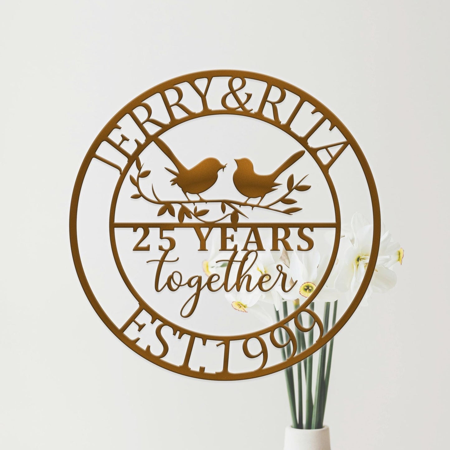 Personalized 30th Wedding Anniversary Lovebirds Metal Wall Art, Custom Wedding Anniversary Sign, Milestone Year Gifts, Sign For Parents