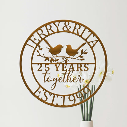 Personalized 30th Wedding Anniversary Lovebirds Metal Wall Art, Custom Wedding Anniversary Sign, Milestone Year Gifts, Sign For Parents