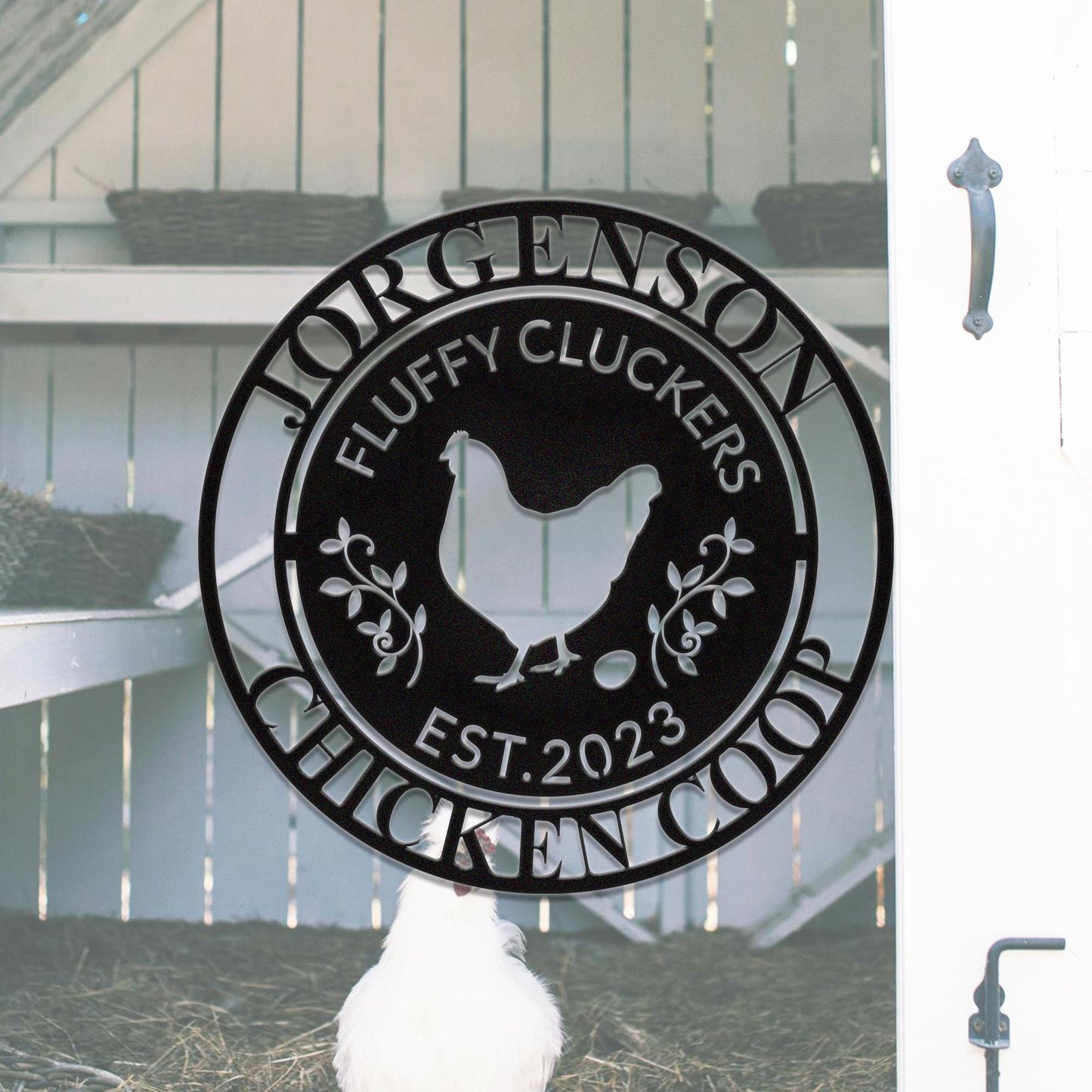 Custom Chicken Metal Sign,Personalized Chicken Coop Name Sign,Chicken Coop Wall Art,Farm house Decor,Farm Decor,Barn Decor,Hen house Sign