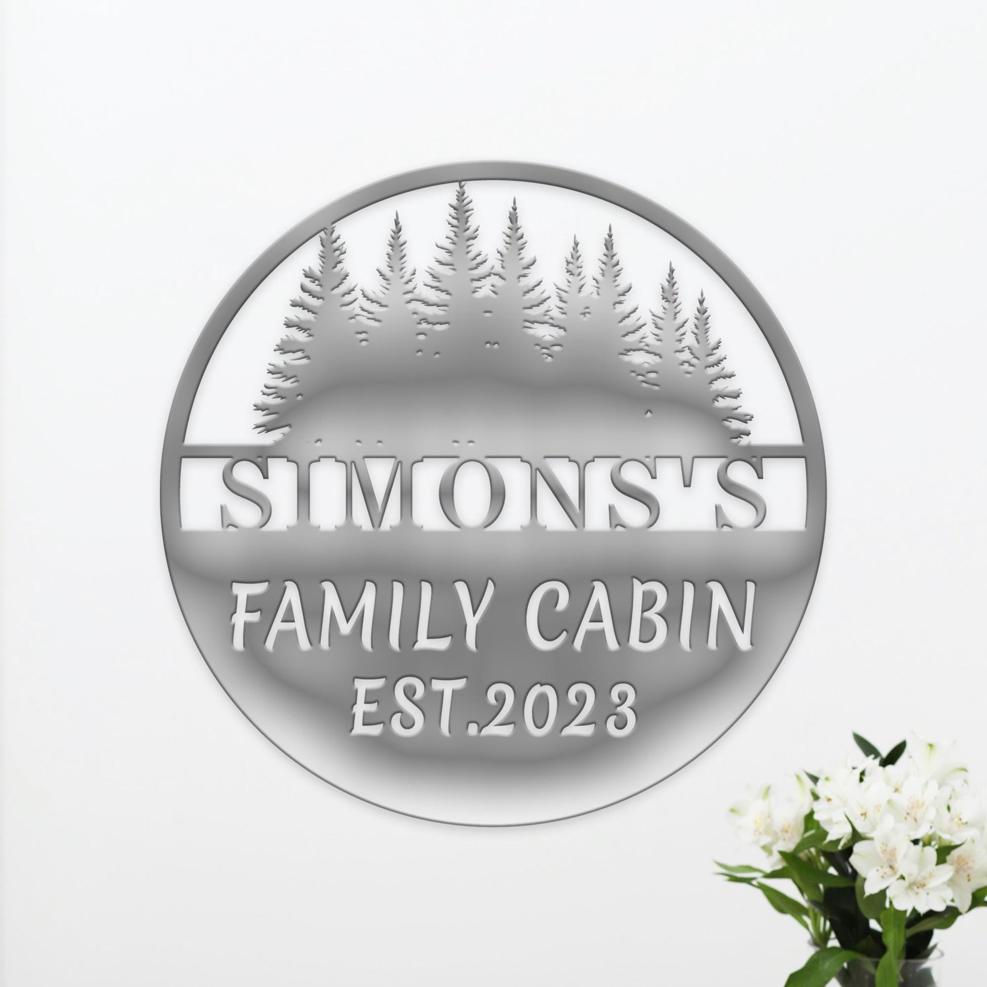 Personalized Metal Cabin Name Sign, Custom Pine Tree Metal Sign, Mountain House Sign, Family Name Sign, Cabin Wall Art Decor, Farmhouse Gift