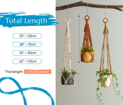 No Tassel Plant Hanger, Macrame Plant Holder, Tassel Free Plant Hanger, No Tail Plant Holder, Simple Rope Planter, Minimalist Boho Decor H70