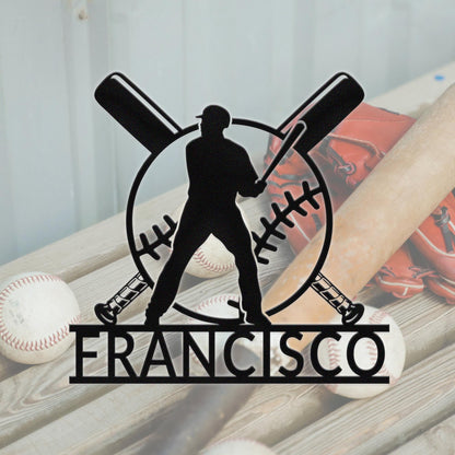Custom Baseball Bat Metal Sign, Personalized Baseball Name Sign,Baseball Bat Metal Wall Art, Baseball Lover Gift, Gift for Baseball Players
