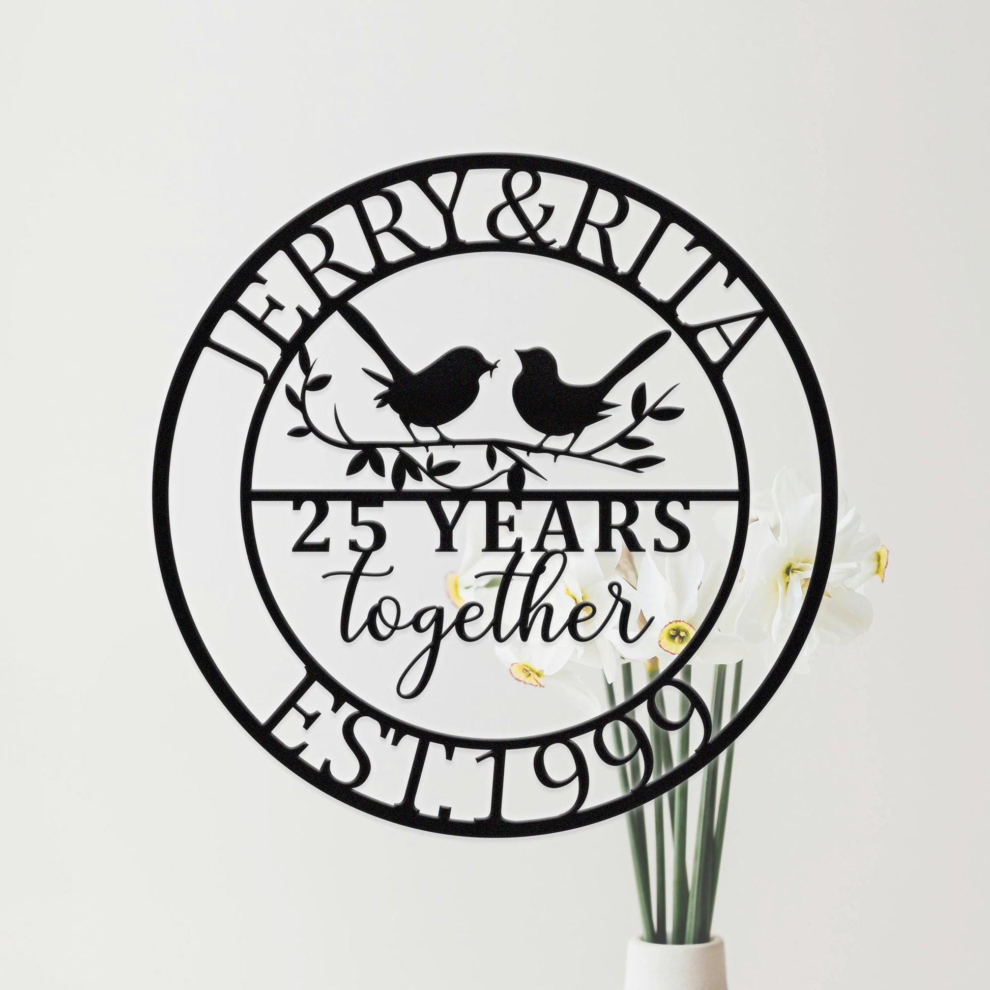 Personalized 30th Wedding Anniversary Lovebirds Metal Wall Art, Custom Wedding Anniversary Sign, Milestone Year Gifts, Sign For Parents