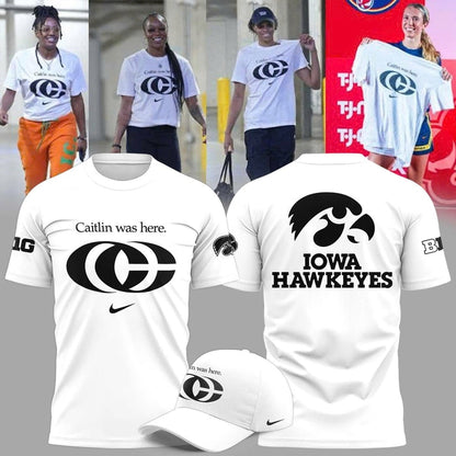 Caitlin Was Here - Caitlin Clark Signature Nike Swoosh Logo T-shirts V5 (White)