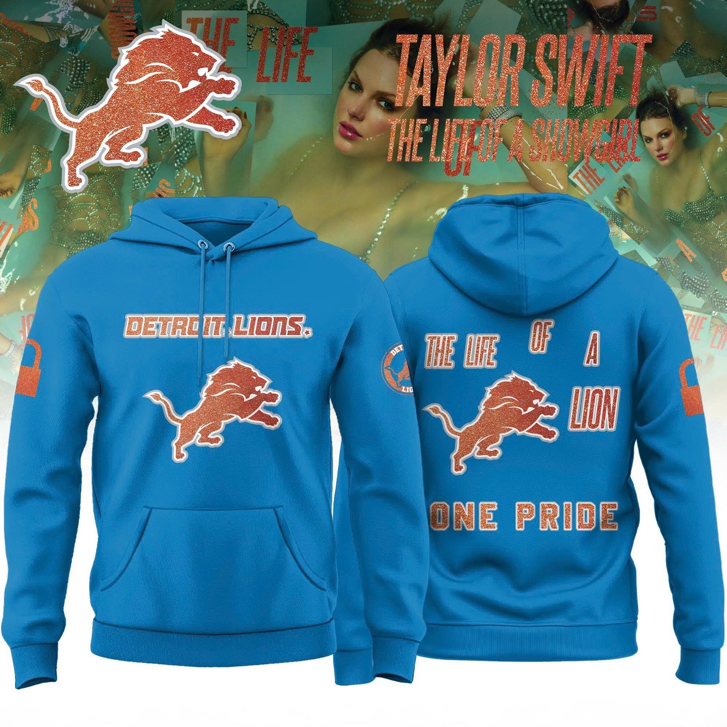 Detroit Lions x Taylor Swift “The Life of a Showgirl” Album Limited Editions 2025 Hoodie