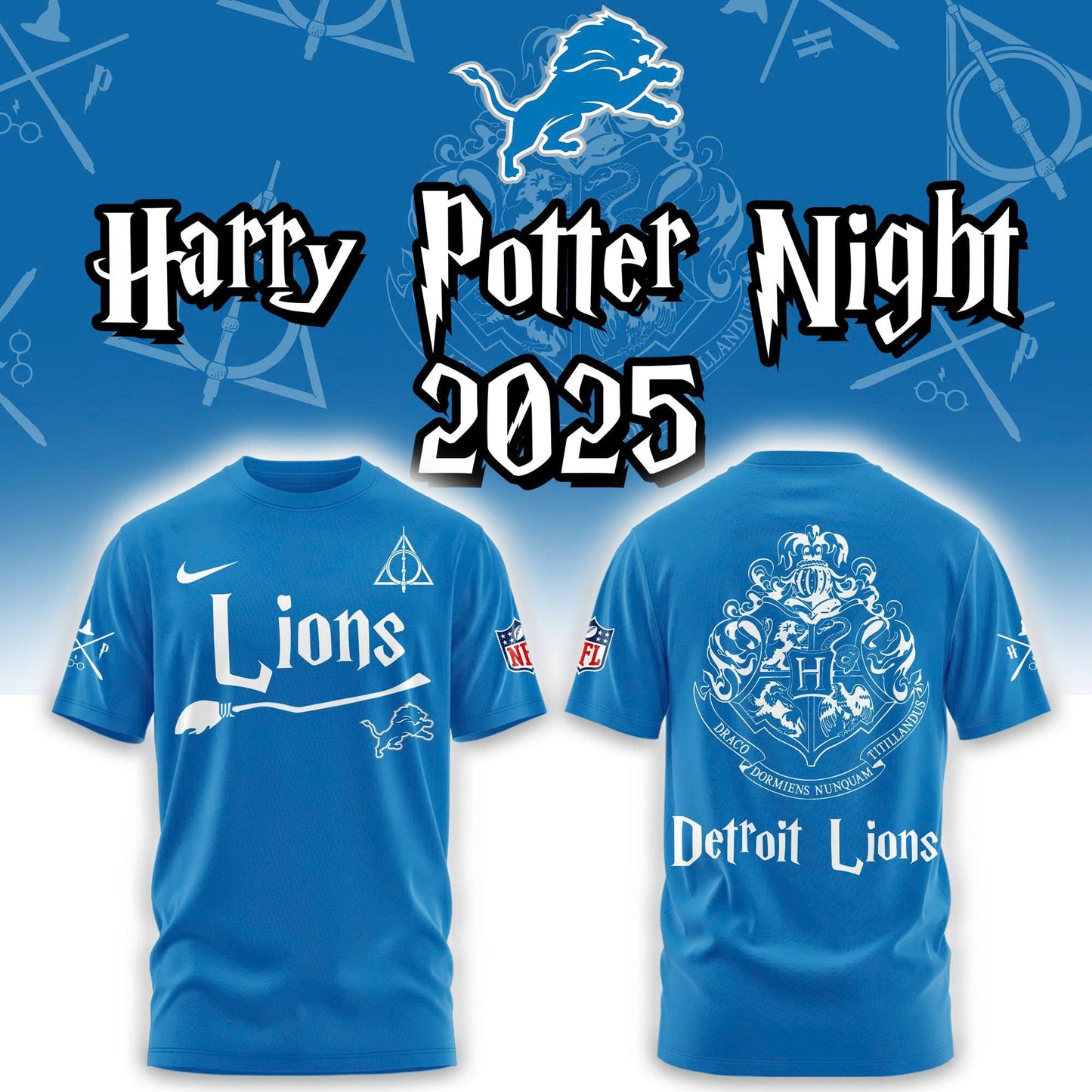 Detroit Lions Harry Potter 2025 Combo Tshirt